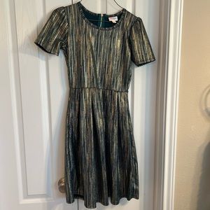 LulaRoe gold & teal dress with pockets, XS